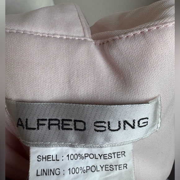 ALFRED SUNG Blush Pink Maxi Chiffon Sleeveless Halter Gown Size 6, Fit is Size 2 - Picture 7 of 8